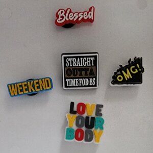 Word art inspirational Croc jibbits rubber shoe charms